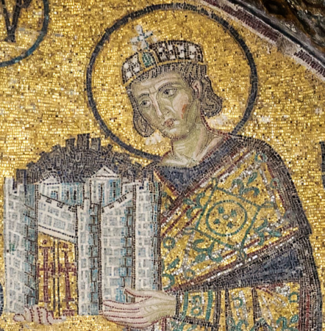 Constantin Ier le Grand donnant le ville au monde - Vestibule sud de Sainte-Sophie